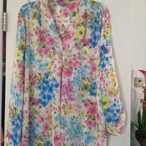Floral Long Sleeve Top - Multicolor
